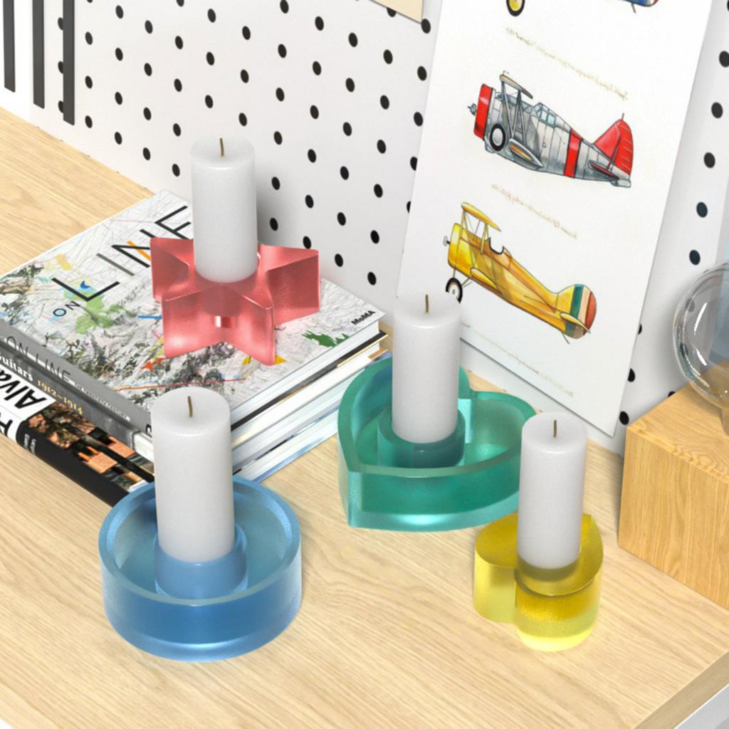 Heart Silicone Candlestick Molds Geometric Star Round Candle Holder Mould Home Decors Star Candle Holder Home Ornament