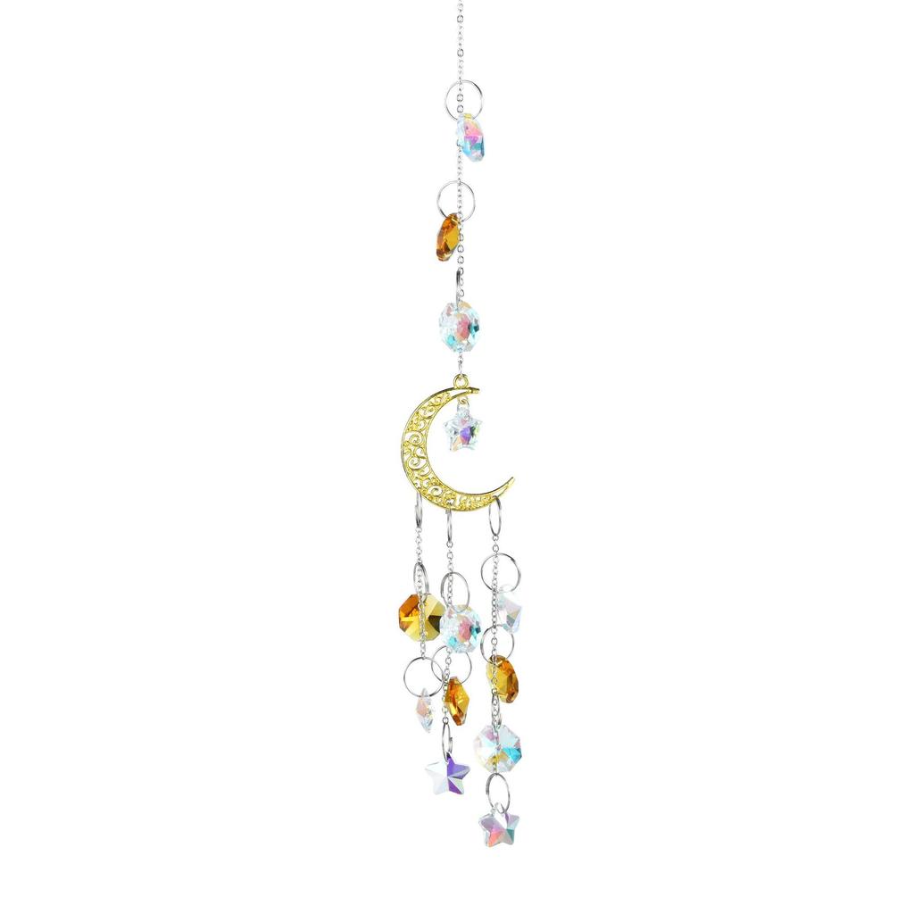 Suncatcher Crystal Wind Chimes Gold Star Hanging Decoration Rainbow Light Christmas Tree Window Hanging Decorations Dreamcatcher