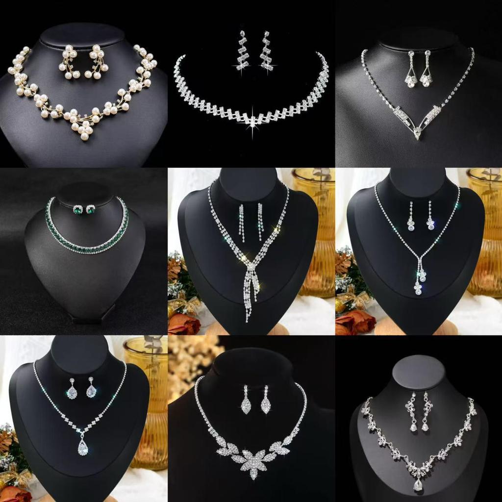 Элегантный межконтинентальный свадебный набор из страз: колье и серьги