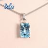 Bolaijewely Простой дизайн, ожерелье с натуральным небесно-голубым топазом, женское ожерелье из стерлингового серебра 925 пробы, изысканные ювелирные изделия, повседневная одежда