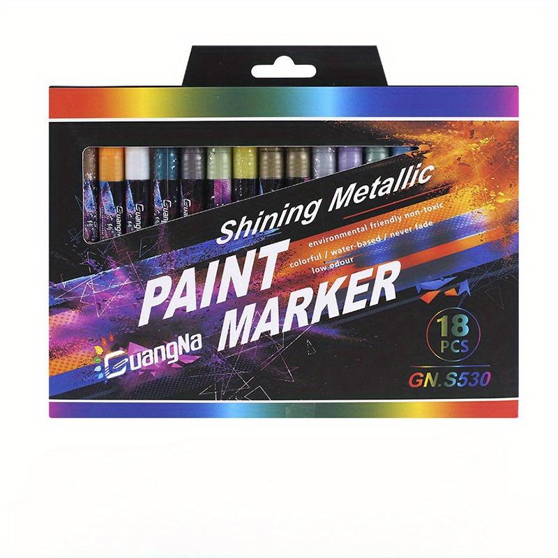 24 цвета Металлические маркеры Ручки с очень тонким кончиком Художественные перманентные маркеры Живопись для открыток Подпись Надпись Металлические маркеры Набор DIY Рисование