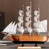 Sailing Boat Model Ornament: Smooth Sailing Wooden Display for Living Room, Wine Cabinet, or Bookcase