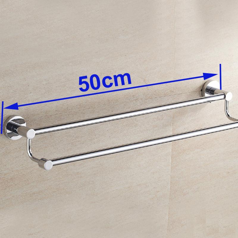 . Chrome Finish Stainless Steel Bathroom Accessory Double Towel Bar Towel Rail Towel Holder 60cm YT-10998
