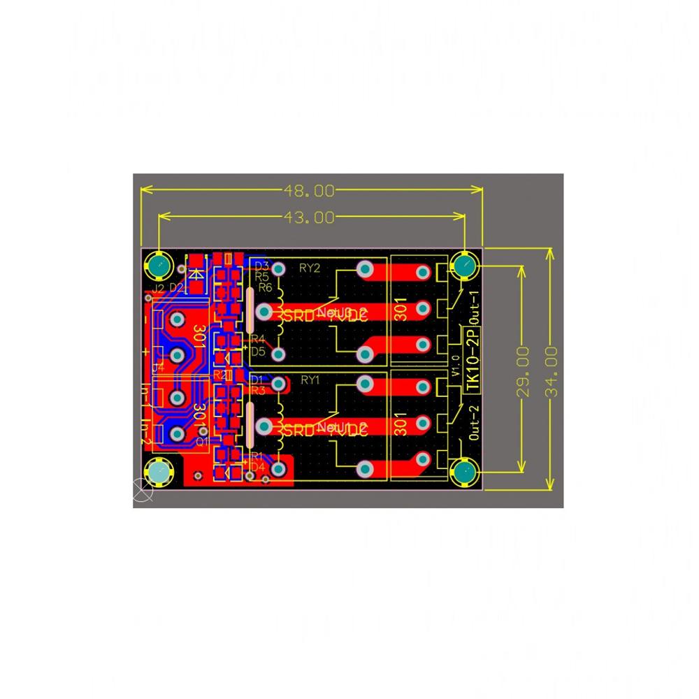Модуль реле с 2 каналами DC5V/12V/24V, плата расширения реле с высоким уровнем срабатывания, плата реле 10A для управления промышленным оборудованием