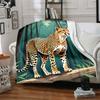 1Pc Cheetah Forest Flannel Blanket, Soft And Comfortable, Casual Warm, Camping Travel, Christmas, Halloween Xmas Gift. G1151