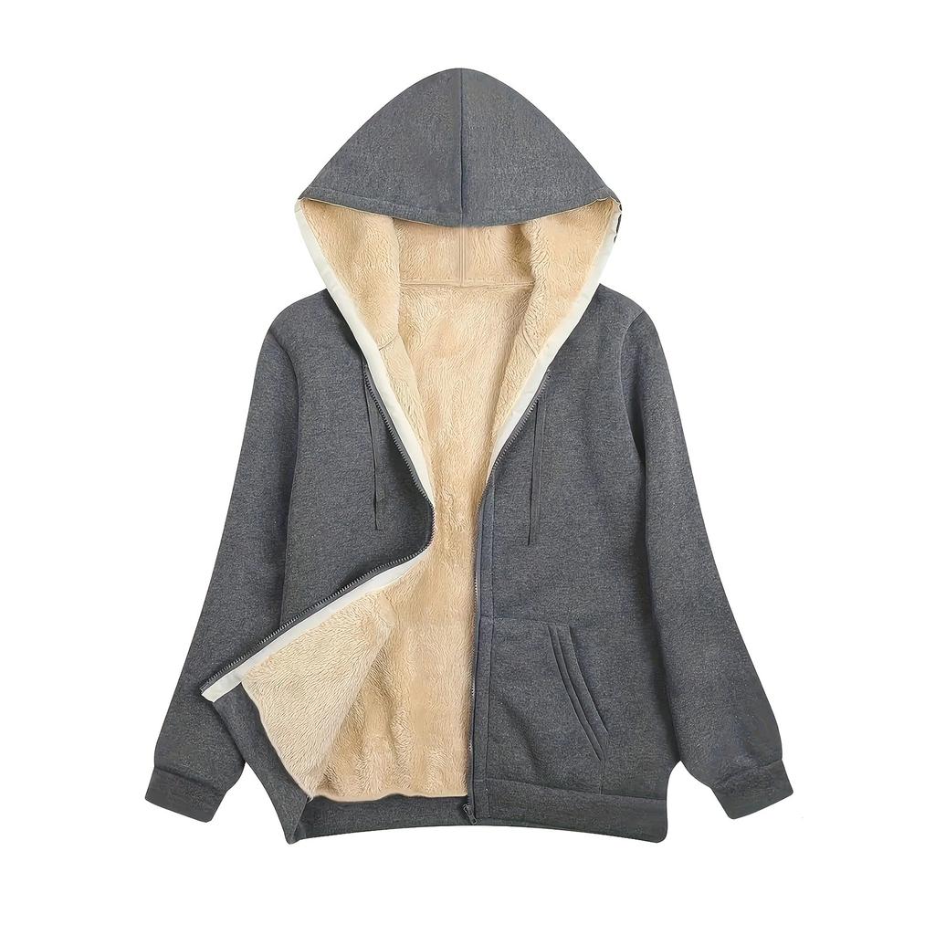 Женская теплая плюшевая толстовка с капюшоном