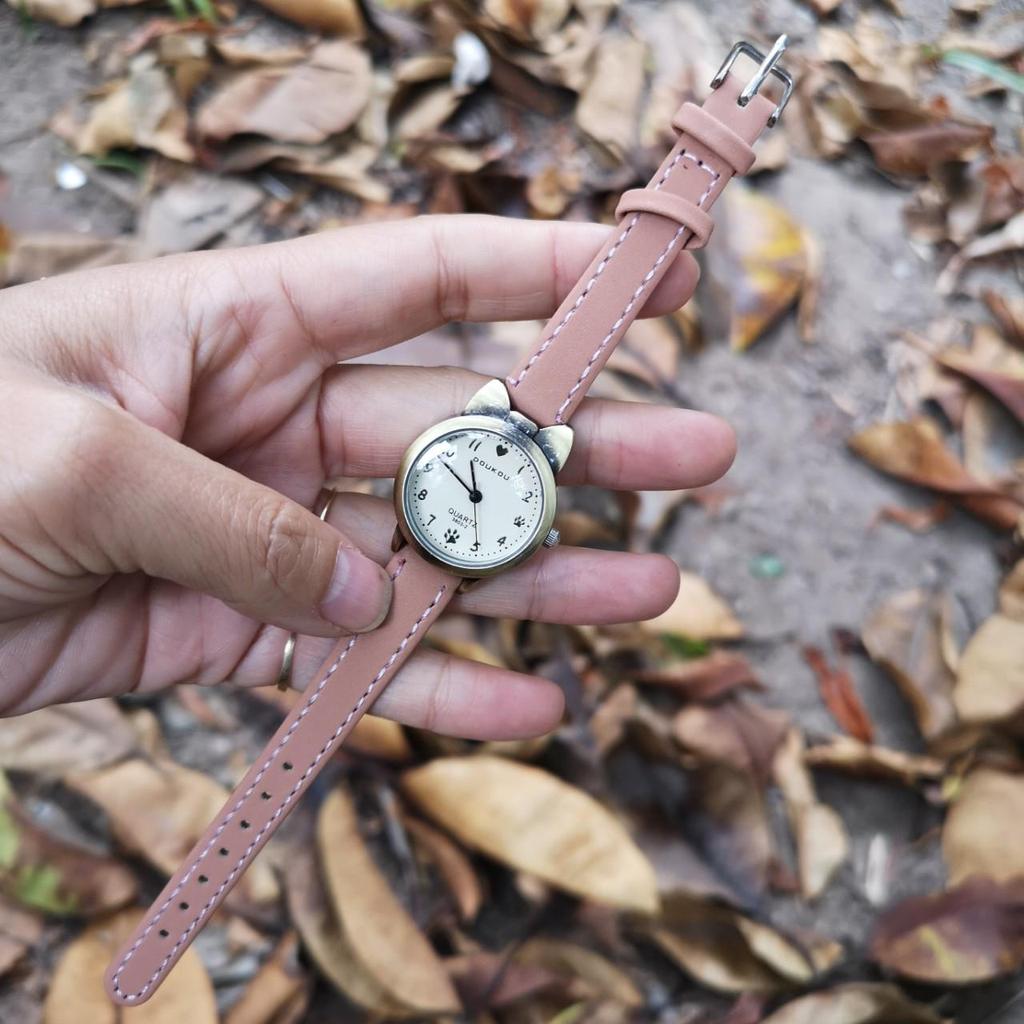 Модные светящиеся ретро-бронзовые студенческие часы Kitten