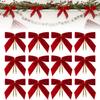 12/24Pcs Red Small Velvet Christmas Bows DIY Gift Wrapping Crafts Red Christmas Bowknot Wedding Party Decoration