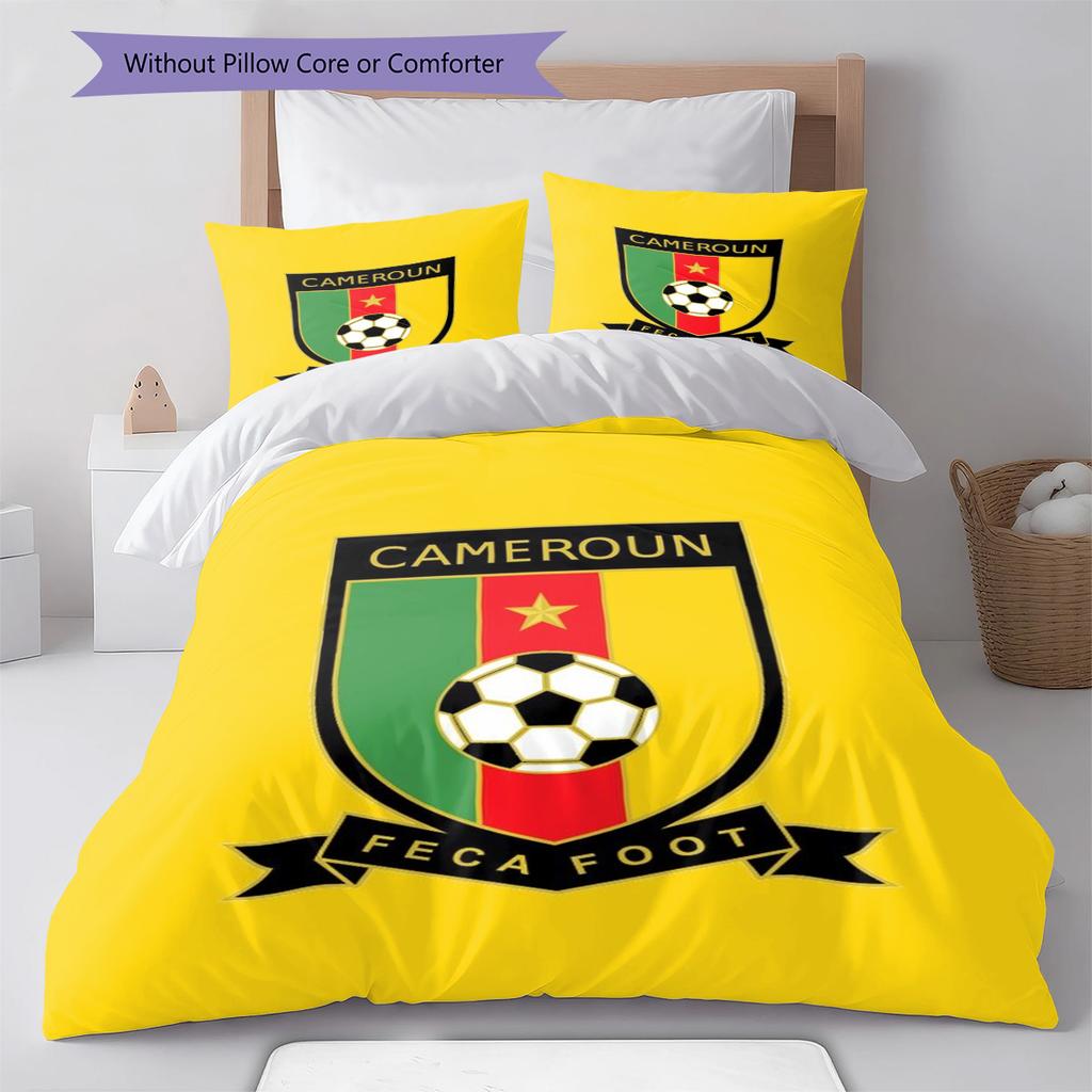 Cameroonian Football Federation Pattern Bedding Set Quilt Cover Pillowcase Home Decor Gift (1 * duvet cover + 2 * pillowcase, without core)