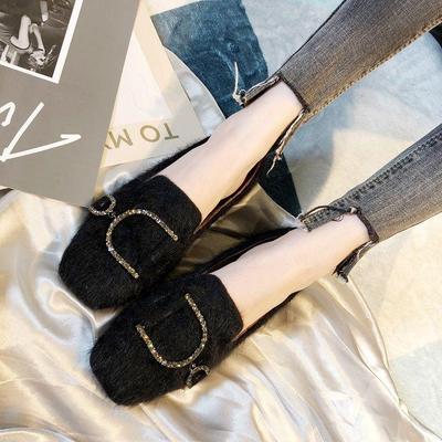 Женские зимние 2025 мокасины из пушистой норки в корейском стиле, универсальные велюровые слипоны