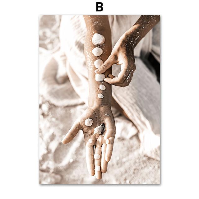 Пляжная тростниковая ракушка, цветочная линия, обнаженная девушка, плакаты на скандинавскую тему и принты, настенная живопись на холсте, настенные панно для декора гостиной