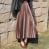 Gold Velvet Skirt Women Autumn And Winter Version Of The Long High Waist Skirt Fashion Pleated Skirt