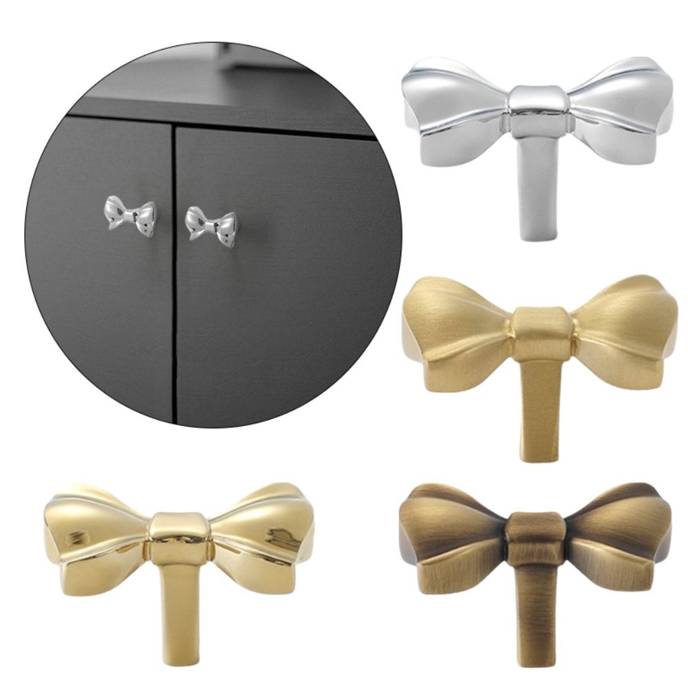 Furniture Hardware Cabinet Door Knobs Vintage Wardrobe Drawer Pulls Bow Tie Brass Handle Window