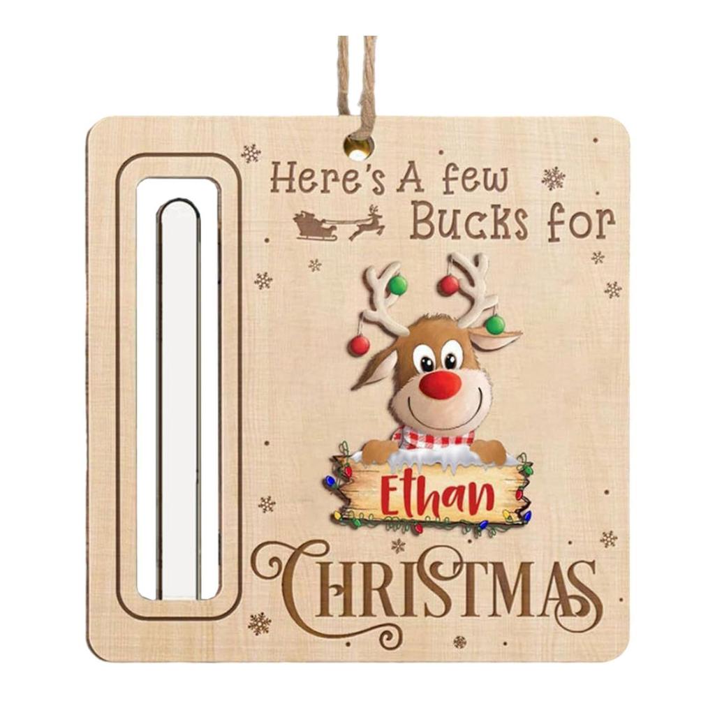 Рождественское украшение на елку, держатель для денег в подарок, деревянный материал, памятный подарочный аксессуар, праздничный подарок, универсальный со шнурком, 4x4 дюйма