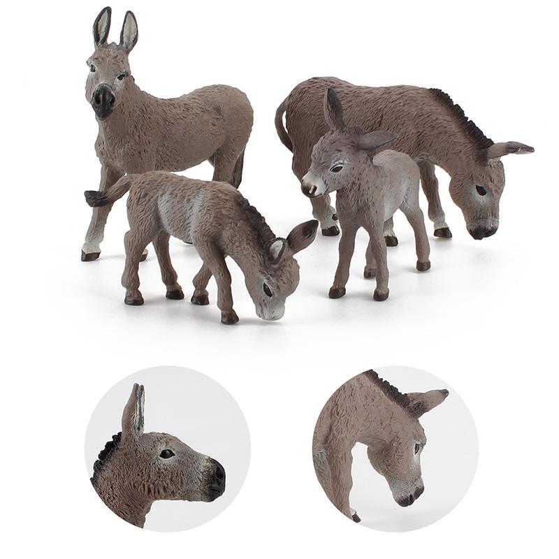 Simulation Animals Model Ornaments Lifelike Donkey Action Figures Children Cognitive Puzzle Toys For Gifts