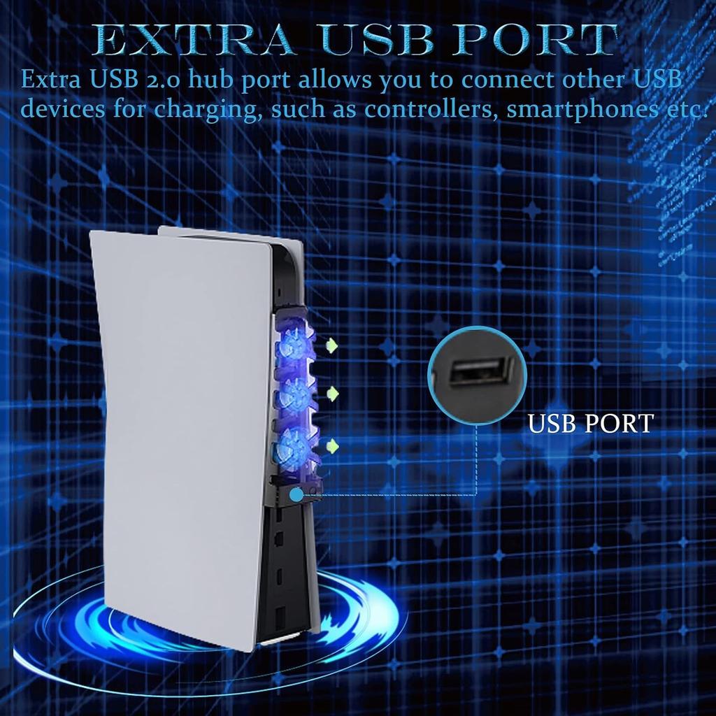 PS5 Консоль Вентилятор охлаждения для Геймпад Контроль температуры Игровой автомат Hub Вентилятор охлаждения Геймпад Радиатор Вентилятор Воздушный Охлаждающий Концентратор Воздушный Вентилятор Ray Задний Abs