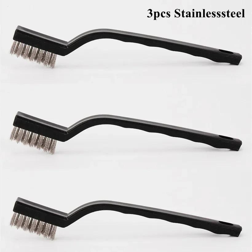 3 шт./набор Щетки из нержавеющей стали и медной проволоки для удаления ржавчины, полировки и детализации металла, 7 дюймов, зубная щетка, инструменты для чистки