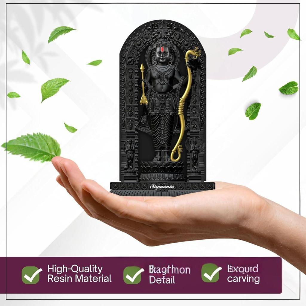 Статуэтка Рам Лаллы в Айодхье для приборной панели автомобиля, с элегантным черным идолом Бога-защитника автомобиля и аксессуарами, модель Рамлалы и Рам Мурти Айодхья