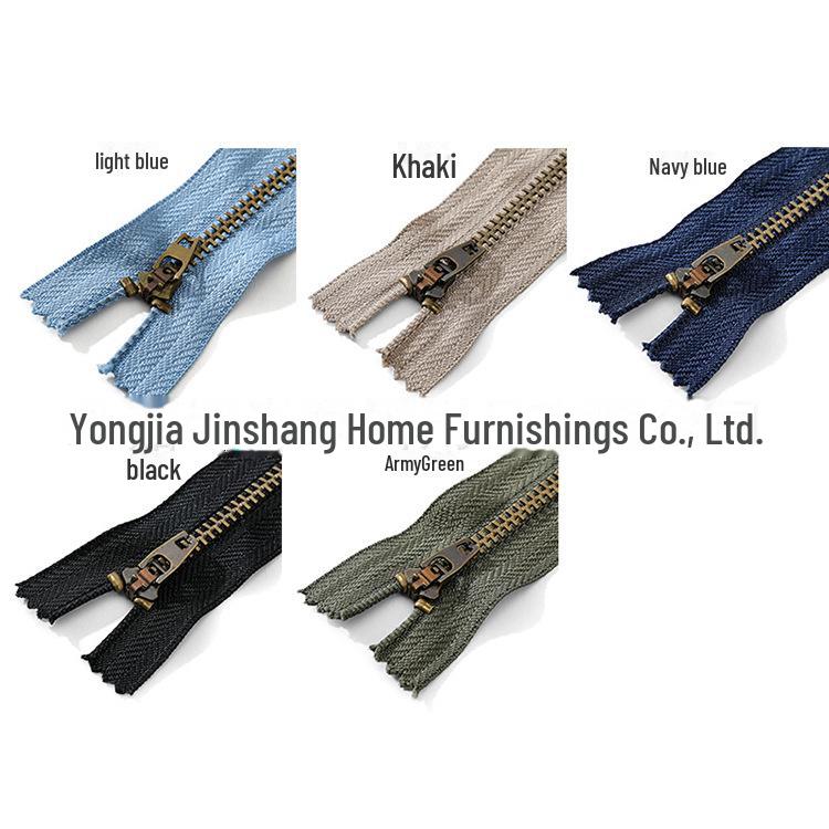 Черная медная молния для планки и кармана джинсов с функцией самоблокировки