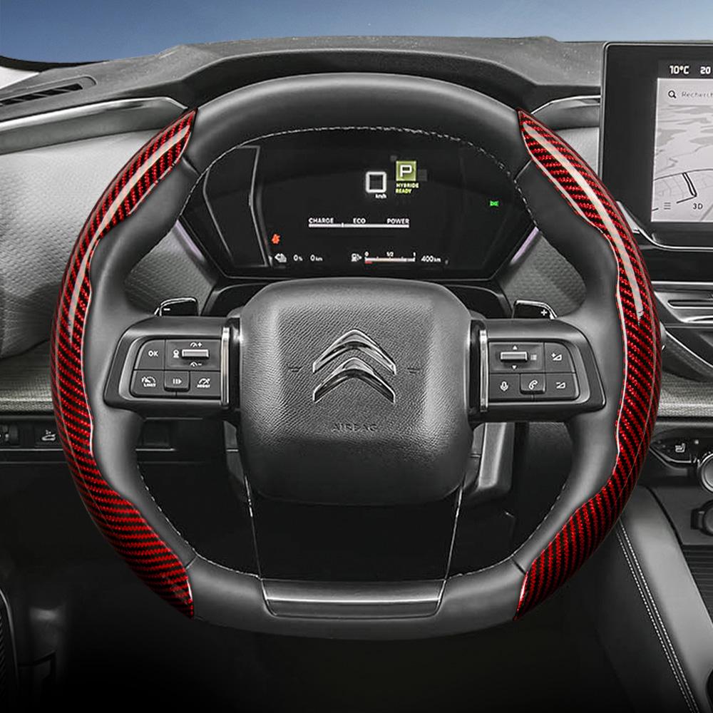 Подходит для Citroen Рулевое колесо с текстурой под карбон, Сегментированный дизайн с быстрой фиксацией, Прочные черные аксессуары для моделей, таких как C3, C