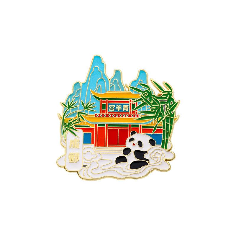 Sichuan Chengdu Cultural Tourism Scenic Spot Brooch Alloy Panda Badge Souvenir Peripheral For Wuhou Temple Du Fu Thatched Cottage