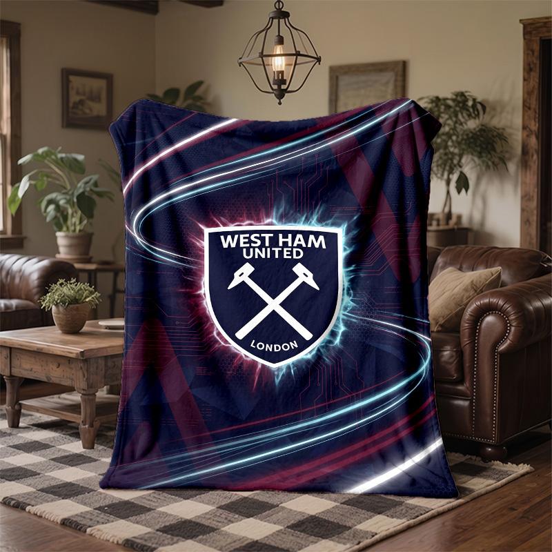West Ham United Football Print Flannel Blanket Soft Warm Sofa Bed Throw Blanket For Home Office Bedroom