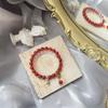 Женский браслет из натурального красного агата с биркой «Удача» в виде медвежонка - Оригинальный аксессуар в китайском стиле ханьфу с бусинами