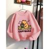 European sizes Girls' Crewneck Sweatshirt - Capybara Holding Bubble Tea Cup, Sportswear And Casual Wear, Soft And Comfortable