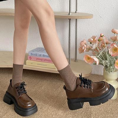 Модные черные туфли в стиле ретро в британском стиле на платформе, маленькие кожаные туфли для женщин, 2025, новые летние универсальные туфли на толстом каблуке