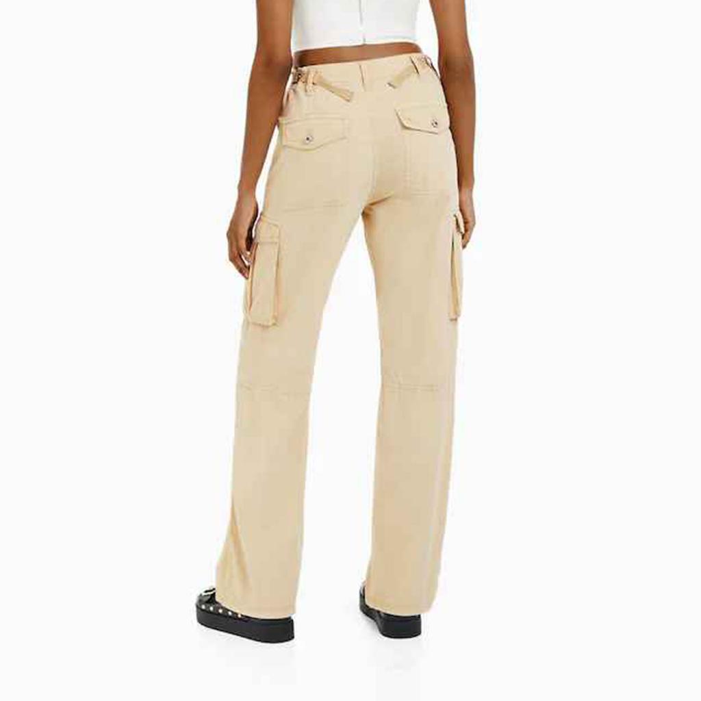 Women's Adjustable Straight Fit Cargo Pants Adjustable Baggy With Pockets Elastic Waist Casual Cargo Pants Relaxed Fit Pull On Work Pant