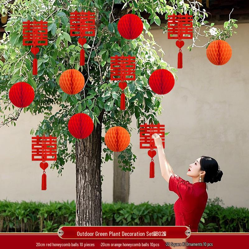 Подвесные фонари в деревенском стиле для украшения дерева - Свадебные и новогодние уличные украшения