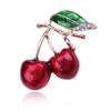 Rhinestone Red Cherry Brooches Enamel Fruits Brooch For Women Kids Men Weddings Office Pins Party Bag Dress Jewelry Accessories