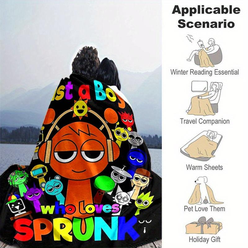 1pc, "Sprunk Lovers' Rainbow Character Print Blanket, Perfect for Home Decor, Couch Cover, Travel, Camping, Car, Beach, Office Nap, Gift Idea"B061