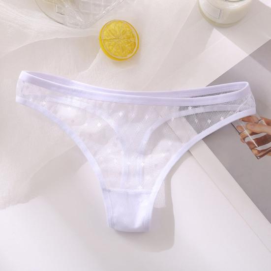 Women Thongs Hollow Out Mesh Sexy See Through Good Stretch Briefs G-strings for Sleeping