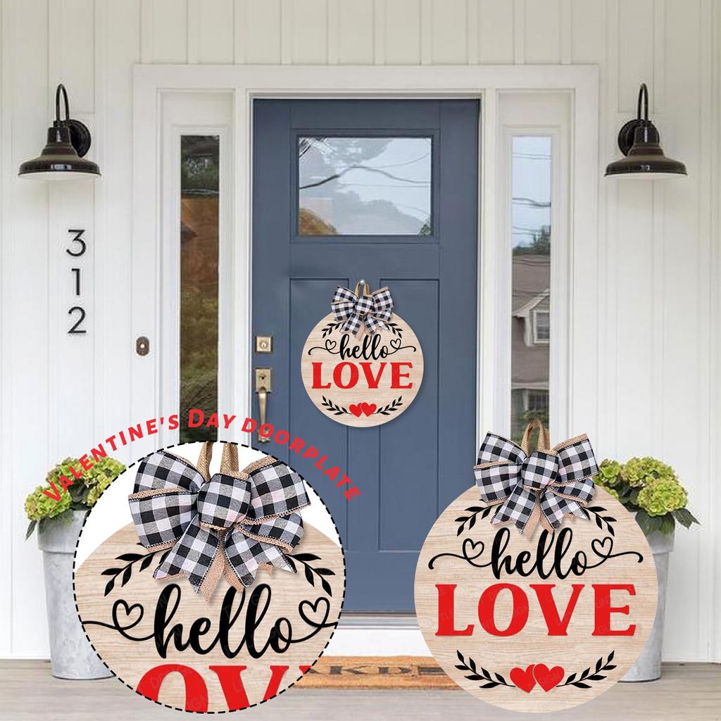 Valentine's Day Wooden Hanging Door Sign Decor, Heart Wedding Front Door Patio Gate Background Ornament