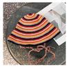 Mori контрастные полосы ручной вязки полые лямки плетеная шляпа-ведро женская вогнутая шляпа-тазик шляпа от солнца