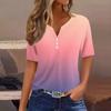 Women's T Shirt Tee Printed Button Short Sleeve Tunic Daily Weekend Fashion Basic V- Neck Regular Top