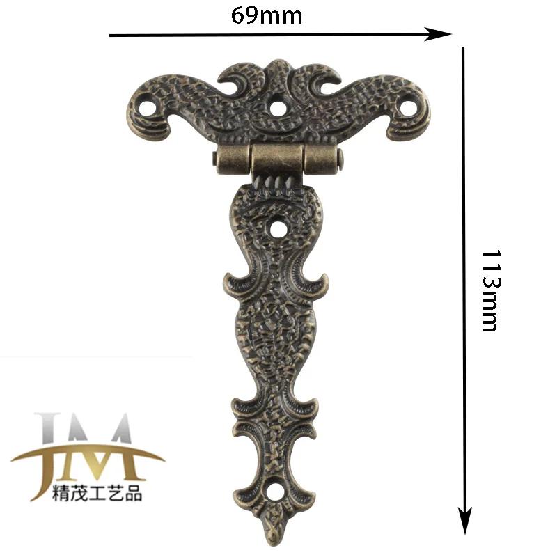 2pcs Cabinet Door Area Butt Hinges Classic Style Brass Plated Large Hinge Big Decorative Jewelry Wooden Box Furniture Fittings 11369mm