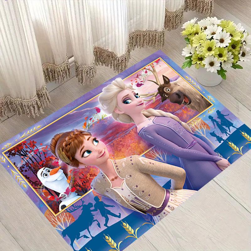 Frozen cartoon print decorative rug/doormat, suitable for entrances, balconies, kitchens, and bedrooms.
