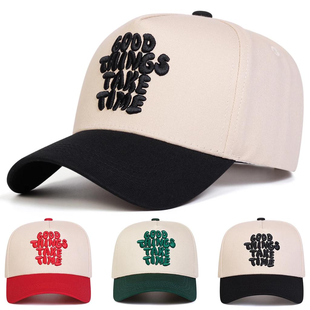 Baseball Stitching Embroidered Time Take Things Good Neutral Gender Women Men For Caps Spring Autumn Outdoor Adjustable Casual Hats Sunscreen Hat