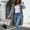 INDFS Женская мода повседневная осень-зима однотонный принт длинный рукав с капюшоном свитера