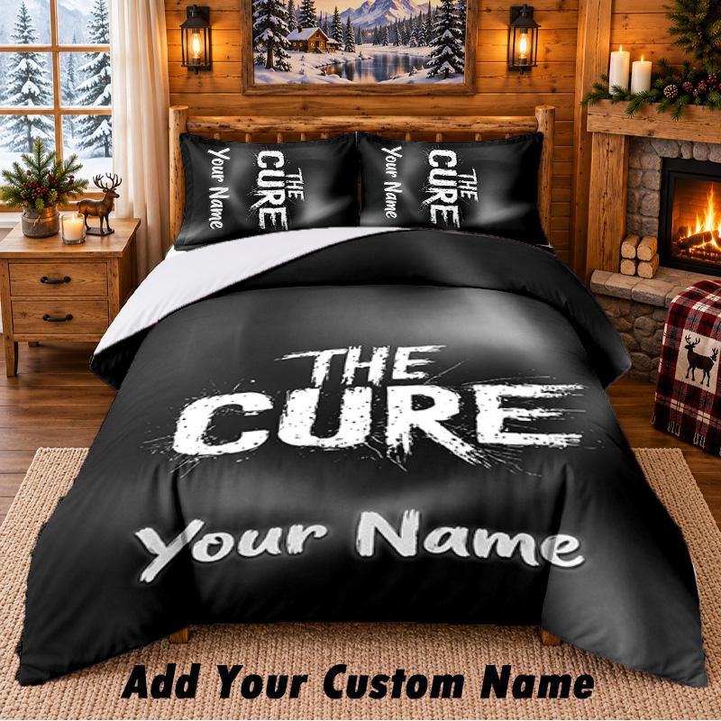 The Cure Pattern Bedding 3Pcs Set Custom Name, Bed Sheet And Pillowcases For Home Bedroom