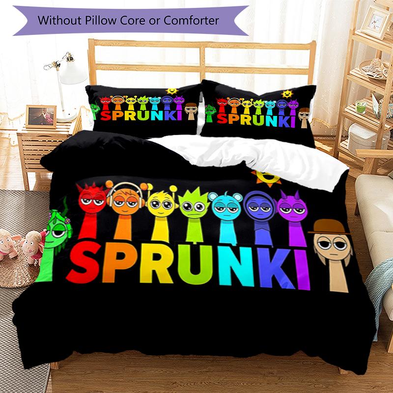 3pcs SPRUNKI3 Design Cover Set - HD Printed Bedding with 1 Cover and 2 Pillowcases - Perfect for Home and Dorm Decor