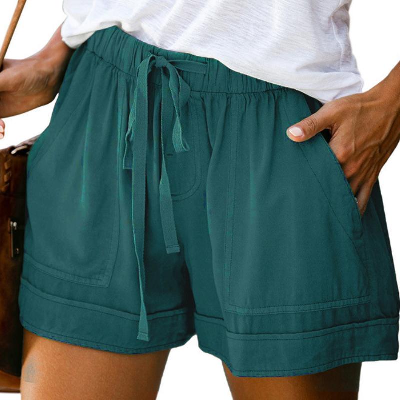 Женские повседневные свободные шорты большого размера с эластичной талией и карманами