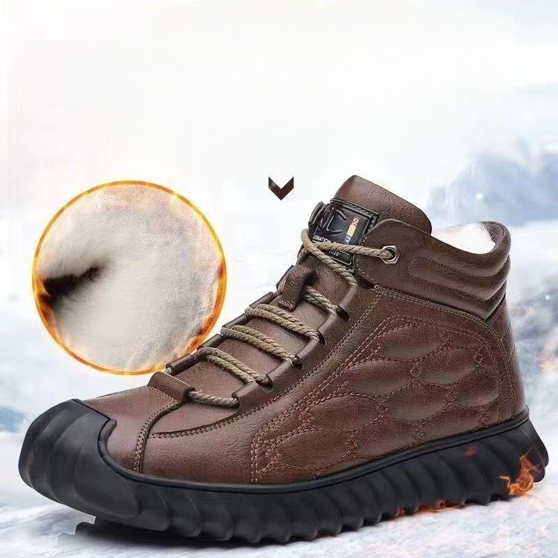 Thick Cotton Shoes for Men Winter with Added Fleece for Warmth Men's Casual Shoes Thick Sole Mid Top Anti Slip Shoes for Men