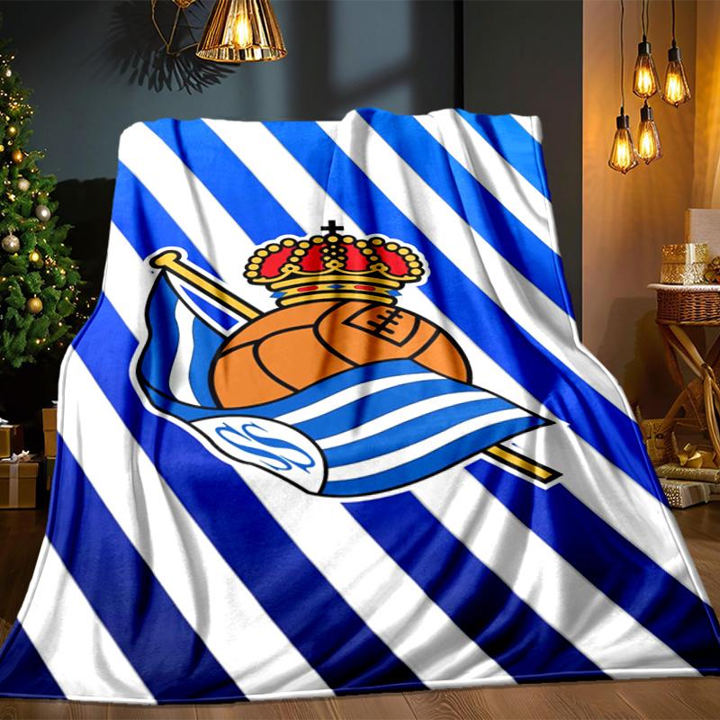 Real Sociedad Blanket Outdoor Flannel Blanket for Camping, Hiking, Garden Parties, Picnic Essentials,gift for family and friends