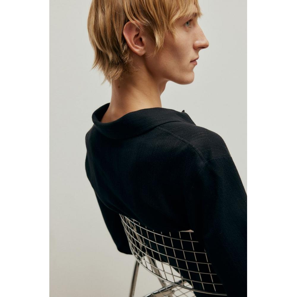 Рубашка из джерси с кружевом HM Regular Fit, черная