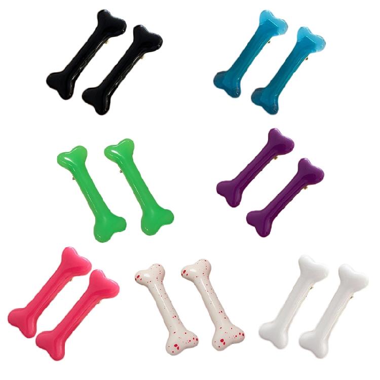 Заколка для волос в виде кости собаки Готическая боковая заколка-уточка Хэллоуинская заколка для челки Костюм