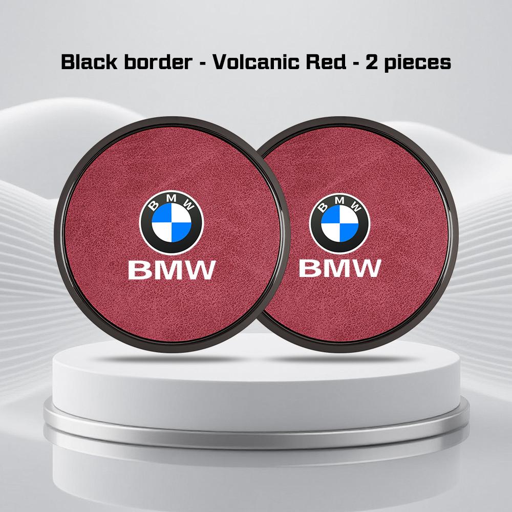 For BMW X1X2 X3 X5X4 X6 X7 1 3 5 7 Series F40 E90 G20 G30 i7 i8 2Pcs Leather Car Coaster Anti-slip Pad Water Cup Mat Accessories ulbn07