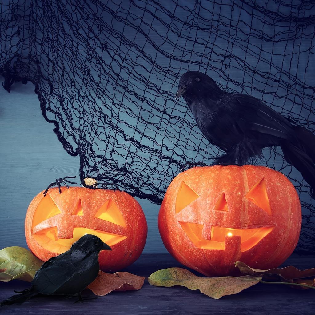 1 шт./3 шт./4 шт. Реалистичный ворон, уличная настольная декорация, черный искусственный перьевой ворон, комнатное Хэллоуинское декоративное украшение в виде ворона